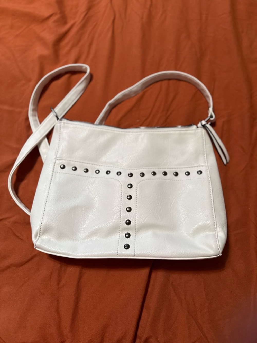 White Studded Crossbody Shoulder Bag - Women